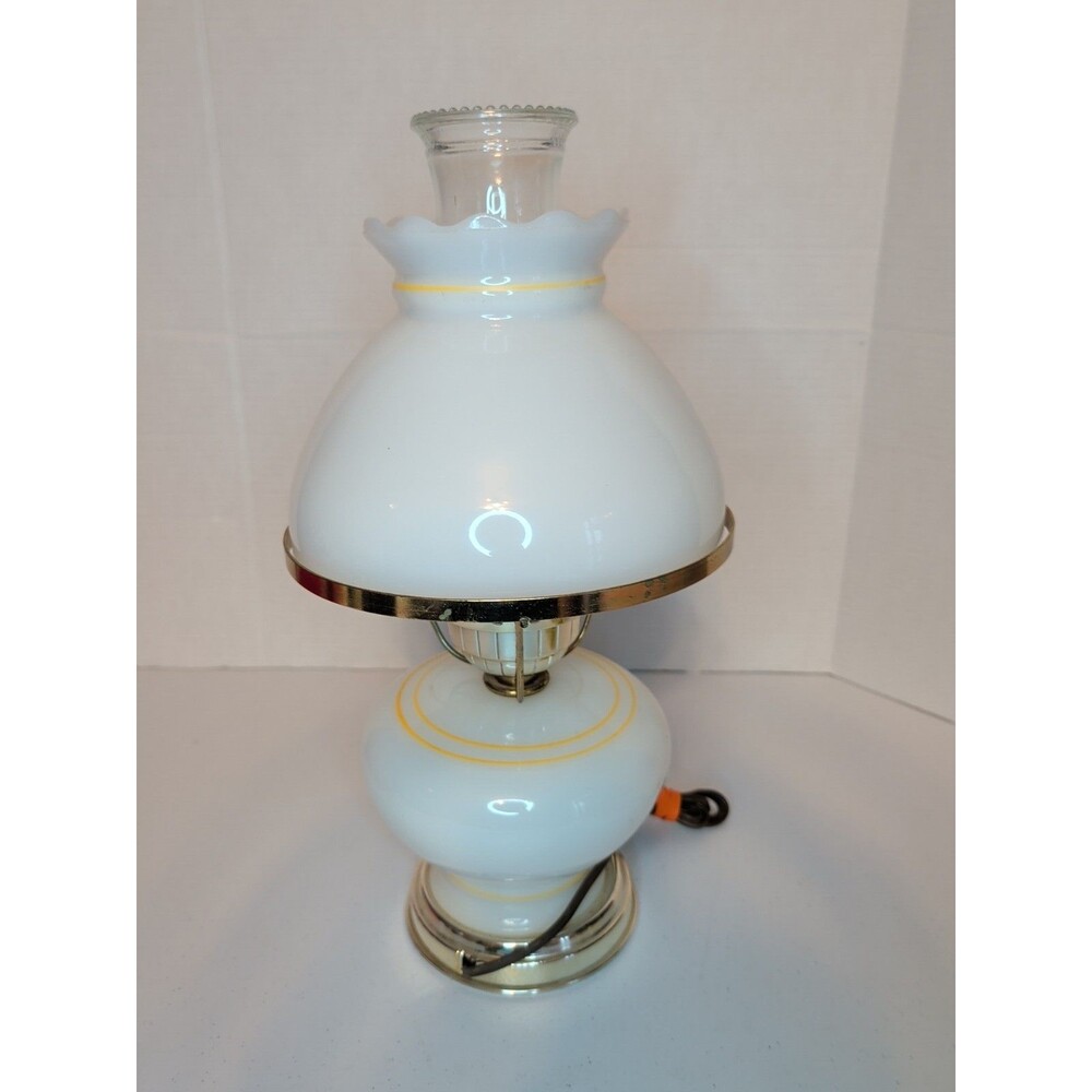 VTG Milk Glass Table Lamp Yellow Rose Electric Country Cottage Floral Garden 16” - Picture 5 of 8